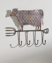 Load image into Gallery viewer, Metal Cow on Fork Wall Hooks