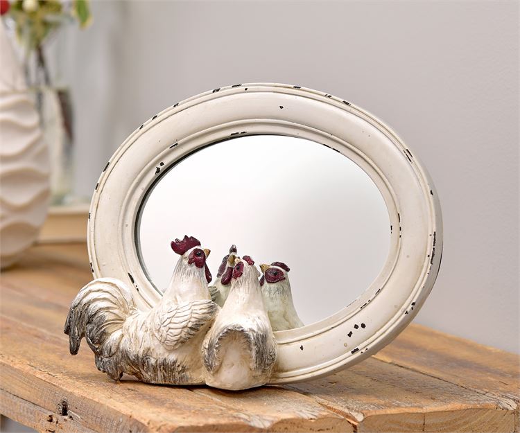 Rooster Design Table Mirror