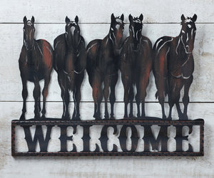 Metal Horse Welcome Wall Sign