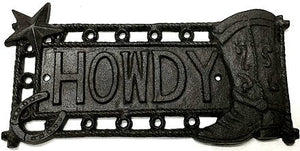 Star & Boot Howdy Cast Iron Plaque