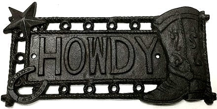 Star & Boot Howdy Cast Iron Plaque
