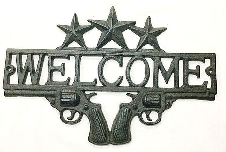 Cast Iron Pistols Welcome Plaque