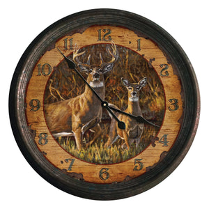 Buck & Doe Rusted Look Wall Clock