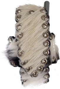 Western Black & White Hair-On Cell Phone Holder with CZ Stones