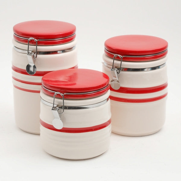 Hollydale 3-Piece Canister Set  Red & Linen