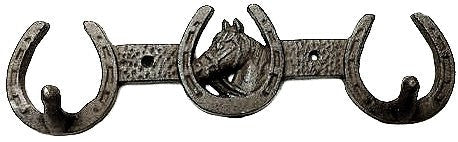 Cast Iron Horse & Horseshoe Coat Rack