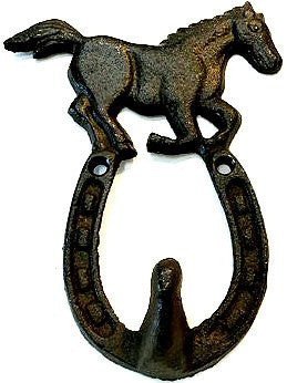 Running Horse & Horseshoe Cast Iron Single Hook