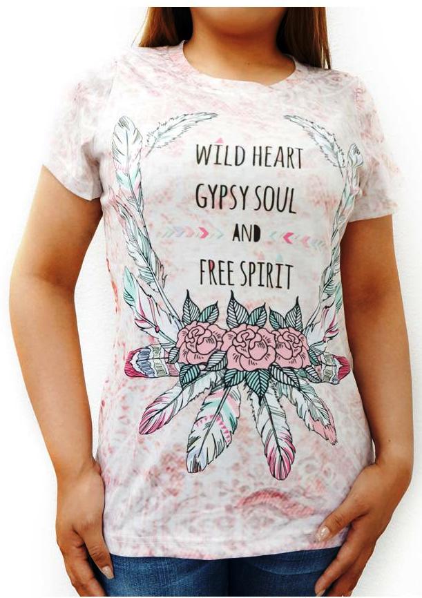 WILD HEART GYPSY SOUL AND FREE SPIRIT Ladies T-Shirt