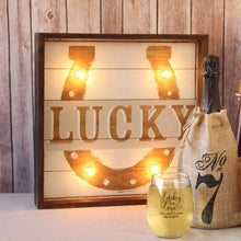 Load image into Gallery viewer, &quot;Lucky&quot; Western Horseshoe Lighted Wall Art - 14&quot;