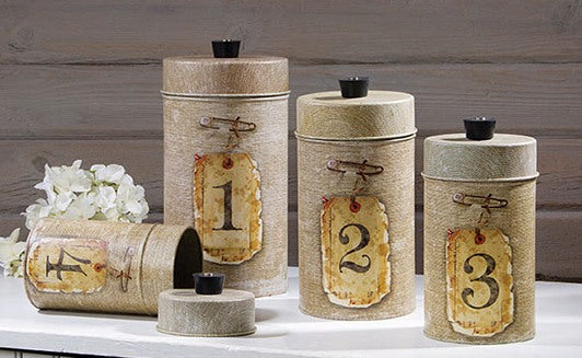 Food Safe Burlap Look Canisters - Set of 4