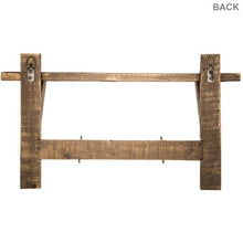 Load image into Gallery viewer, Natural Wood Wall Shelf with Metal Hooks