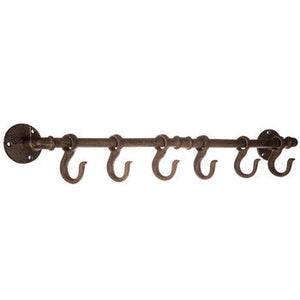 Rust Waterpipe Metal Wall Decor with Hooks
