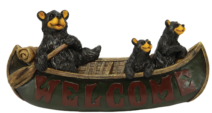 Bears in Canoe Welcome Sign