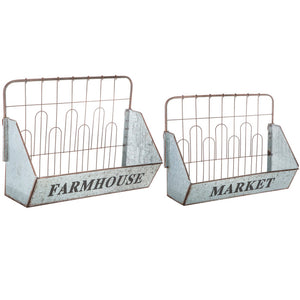 Farmhouse Market Metal Wall Basket Set