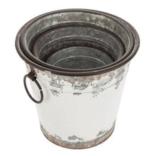 Load image into Gallery viewer, Distressed Paint Metal Flower 4- Piece Pot Set