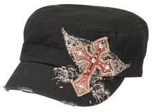 Load image into Gallery viewer, Ladies&#39; Embroidered Wings &amp; Cross Caps (Black or Brown)