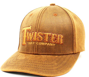 Twister Brown Oilskin Cap with Snap Back