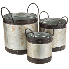 Load image into Gallery viewer, Rust Metal Drum Bucket Set