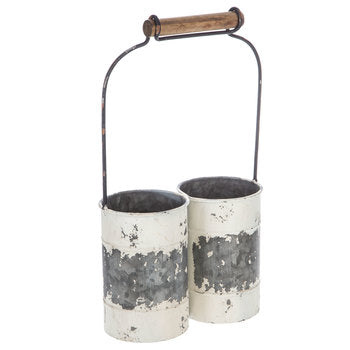 White Rustic Metal Can Caddy