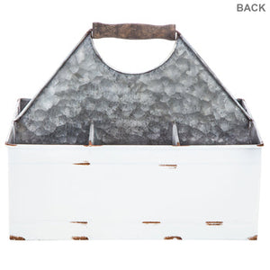 Cream Farmhouse Metal Divided Planter
