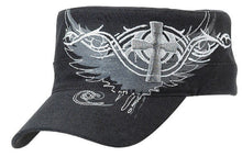 Load image into Gallery viewer, Ladies&#39; Embroidered Cross &amp; Wing Caps - Choose From Black or Navy!