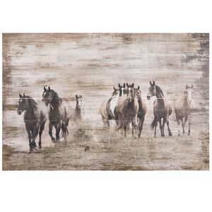 Printed Horses Wood Wall Decor
