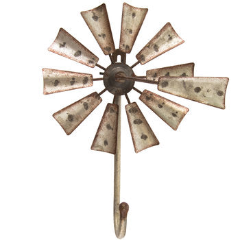 Windmill Metal Wall Decor With Hook