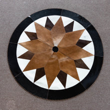 Load image into Gallery viewer, 60&quot; Round Brazillian Cowhide 16-Point Star Rug