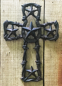 Cast Iron Barbed Wire Western Cross