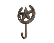 Load image into Gallery viewer, Cast Iron Horseshoe Star Hook