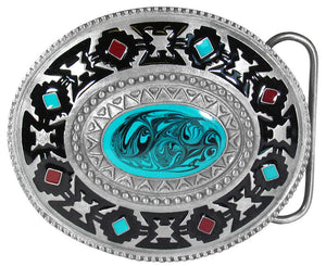 Southwest Blue Stone Belt Buckle - Made in USA