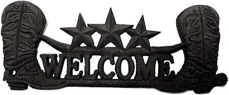 Welcome Boot Cast Iron Wall Plaque