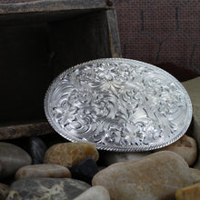 Load image into Gallery viewer, Western Oval Silver Engraved Belt Buckle