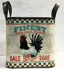 Load image into Gallery viewer, Rooster Tin Bucket with Handle