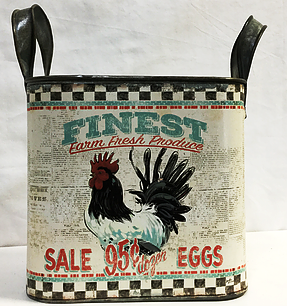 Rooster Tin Bucket with Handle