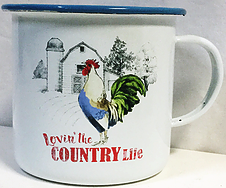 Rooster Enamelware Cup