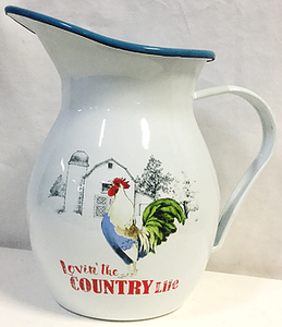 Rooster Enamelware Pitcher