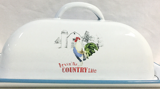 Rooster Enamelware Butter Dish