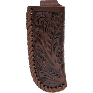 Medium Chocolate Tooled Leather Knife Holder - 3 1/2"