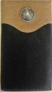 Western 2-Tone Leather Rodeo Wallet with Texas Star Concho