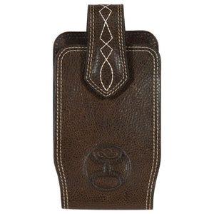 Hooey Signature Chocolate Leather Cell Phone Case with Embossed Logo