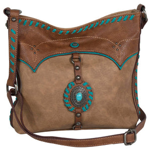 Justin Crossbody with Concho and Turquoise Stitching