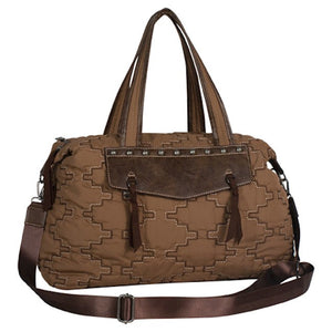 Justin Weekender Brown Parachute with Embroidery
