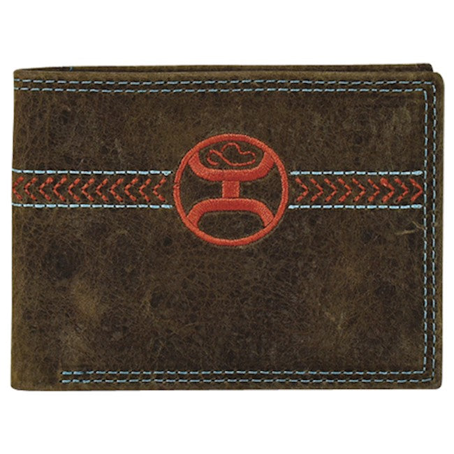 Hooey Signature Weathered Brown Bi-Fold Wallet with RFID
