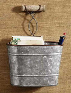 Tin Wall Caddy with Wood Handle
