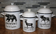 Load image into Gallery viewer, &quot;Lodge Life&quot; 3-Piece Enamel Canister Set