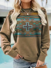 Load image into Gallery viewer, Western Aztec Print Crew Neck Pullover Sweatshirt