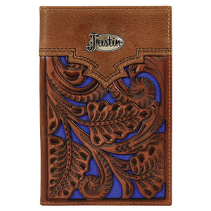 Justin Low Profile Rodeo Wallet with Blue Underlay