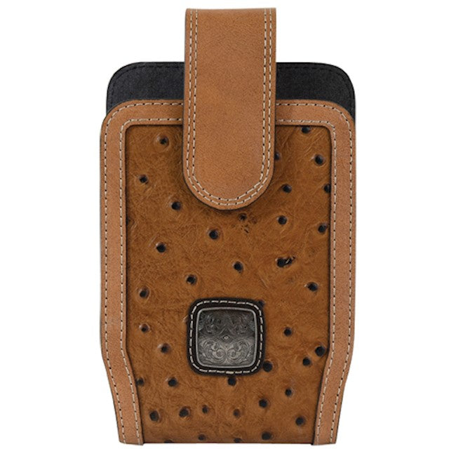 Justin Ostrich Cell Phone Holster with Sqare Concho