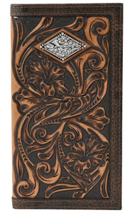 Justin Rodeo Tooled Wallet with Diamond Shaped Concho